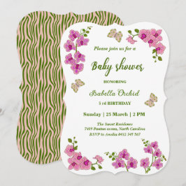 Orchids Tropical Butterfly Baby Shower Inbjudningar