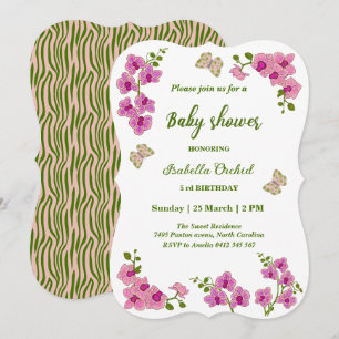 Orchids Tropical Butterfly Baby Shower Inbjudningar