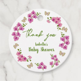 Orchids Tropical Butterfly Lila Pin Baby Shower Gåvor Etiketter