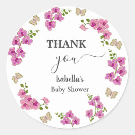 Orchids Tropical Butterfly Lila Pin Baby Shower Runt Klistermärke