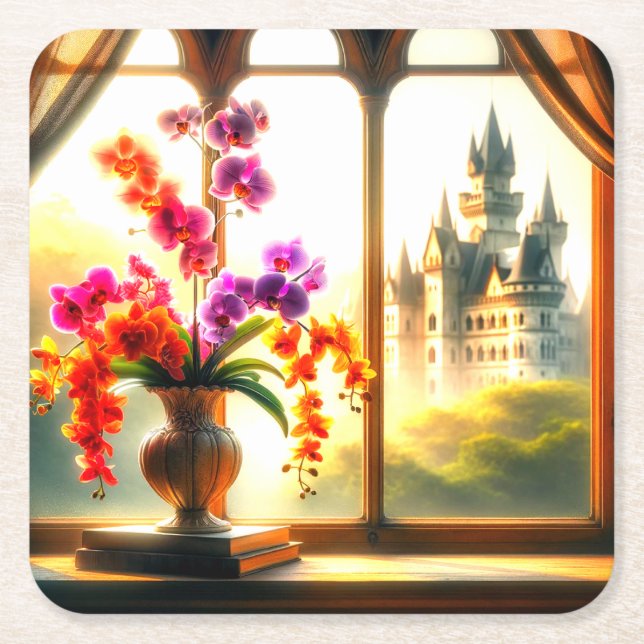Orchids Underlägg Papper Kvadrat (Framsidan)