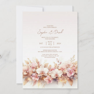 Orchids Watercolor Wedding bjudande Inbjudningar