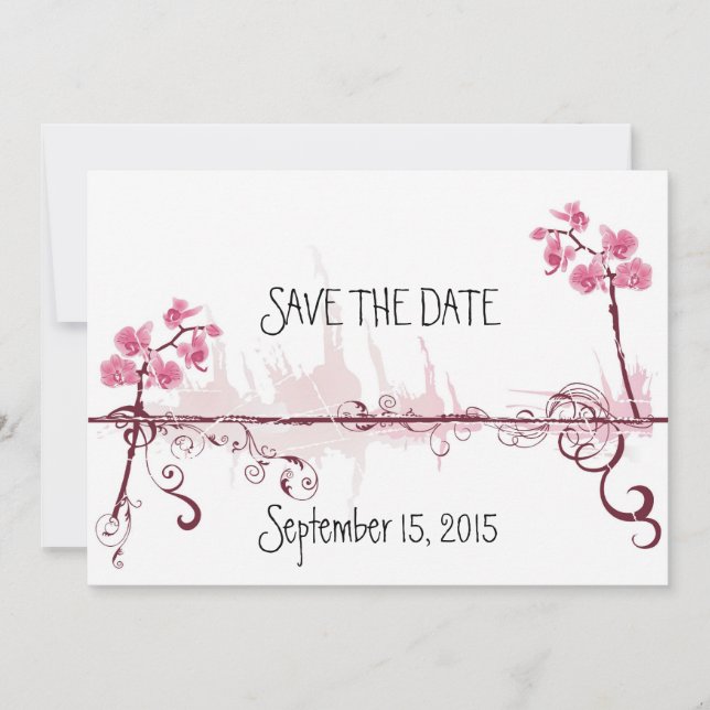 Orchids Wedding Save the Date Card Spara Datumet (Framsida)