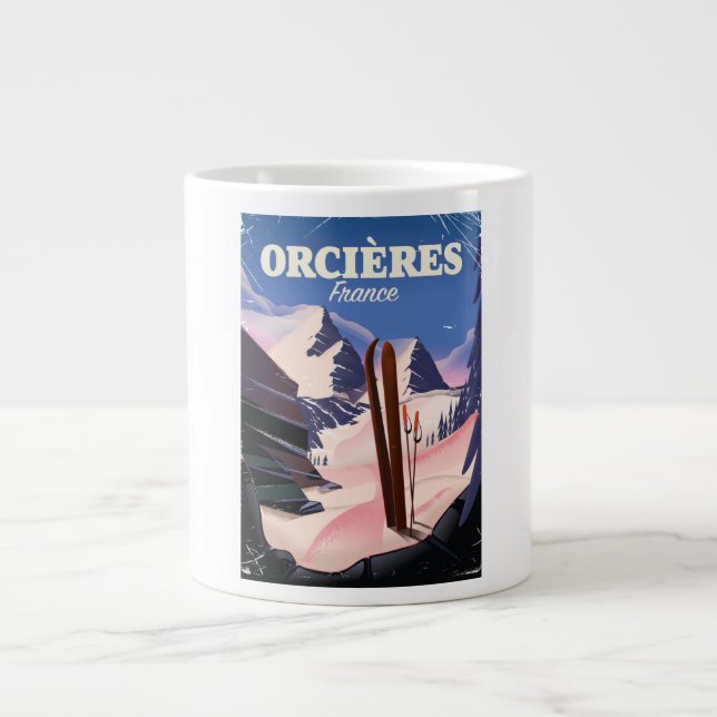 ORCIÈRES frankrike ski poster Jumbo Mugg (Framsidan)
