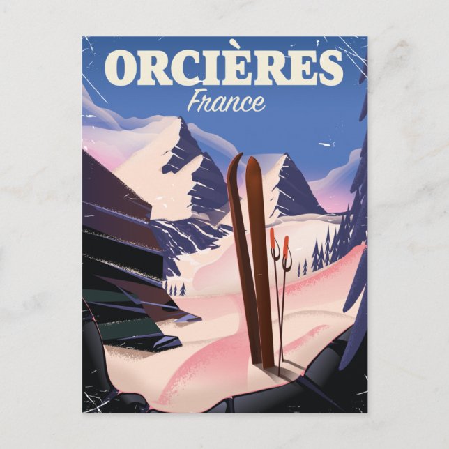 ORCIÈRES frankrike skidposter Vykort (Framsida)
