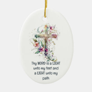 Ord är en lykta på mina fötter inspirerande julgransprydnad keramik