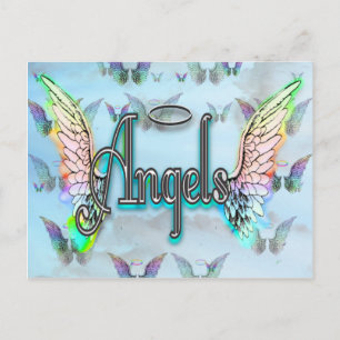 Ord Art Angel med Vingar & Halo Vykort