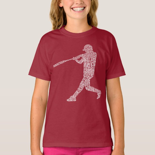 Ord Art i Player Baseball Player T-shirt (Framsida)