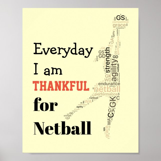 Ord Art Motivational Netball-citat Poster (Framsidan)