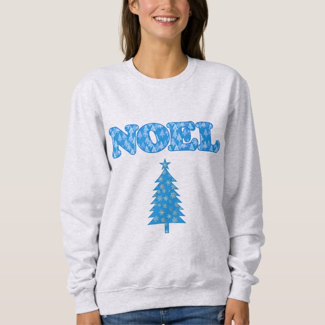 Ord Art - Noel med Träd Light Blue T Shirt (Framsida)