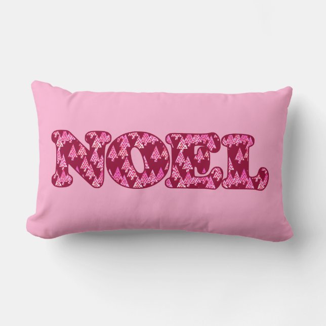 Ord Art - Noel Patterned med Träd i Burgundy Lumbarkudde (Framsida)
