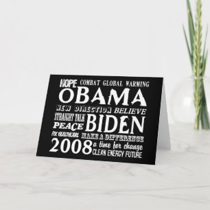 Ord av hopp Obama & det Biden hälsningkortet 2008 Kort