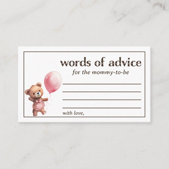 Ord av Nalle Flicka Shower Tilläggskort (Framsida)