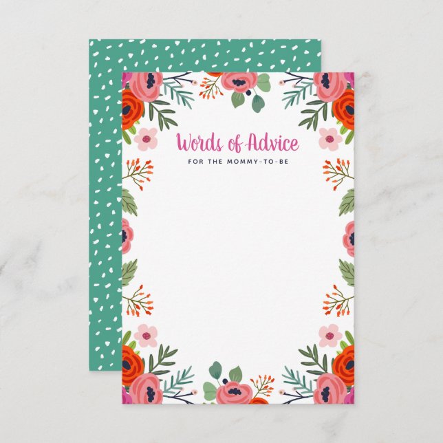 Ord av råd till Bright Blommigt Baby Shower Inbjudningar (Fram/baksida)