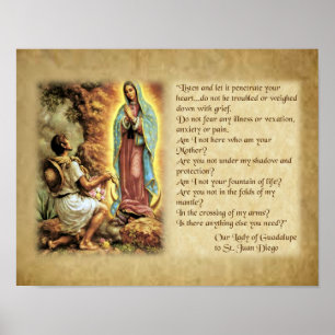 Ord av vår dam av Guadalupe till St. Juan Diego. Poster