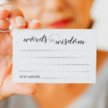 Ord av Wisdom Elegant bröllop Advice-kort Visitkort<br><div class="desc">Den här eleganten Ord av visdomskort kommer att vara perfekten som tillägg till ditt bröllopsmottagande eller din möhippa/möhippa. Denna minimalistiska utformning har en kombination av handskrift och blockera typsnitt i svart. Det finns utrymme för gäster att lämna råd från giftermål och namn.</div>