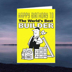 Ord Best Builder - Grattis på födelsedagen Kort