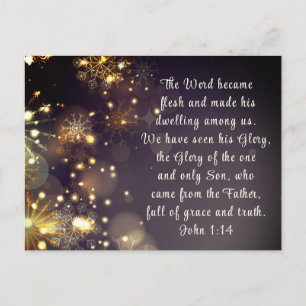 Ord blev Flesh Bible Verse John 1:14 Anpassningsba Helg Vykort
