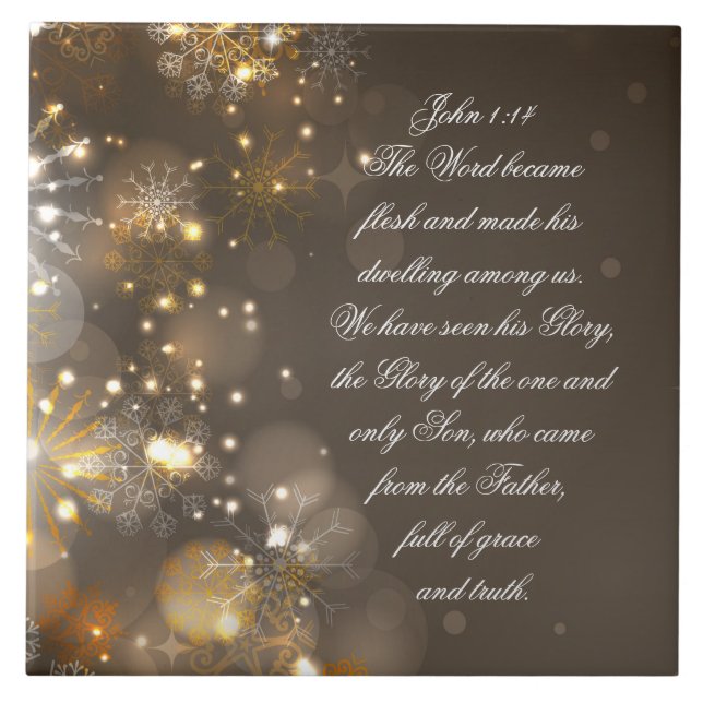 Ord blev Flesh Bible Verse John 1:14 Kakelplatta (Framsidan)