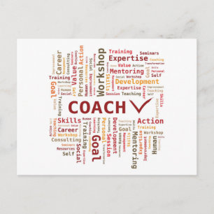 Ord Cloud Coach Skills Experttis - Red Orange Vykort