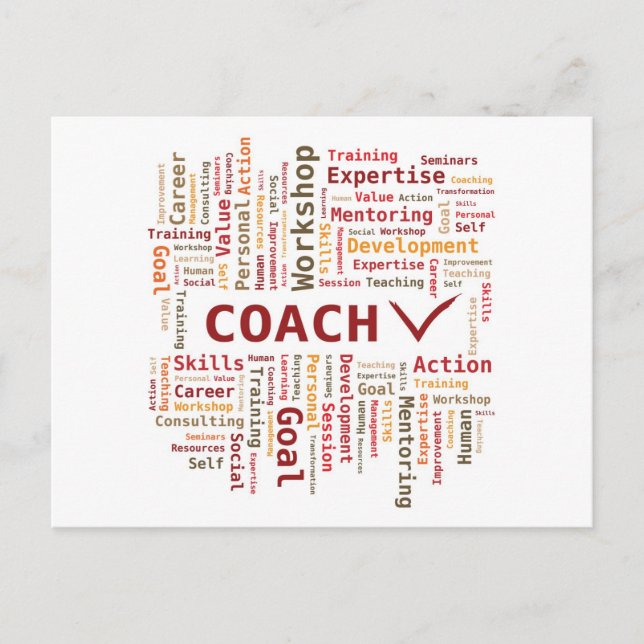 Ord Cloud Coach Skills Experttis - Red Orange Vykort (Framsida)