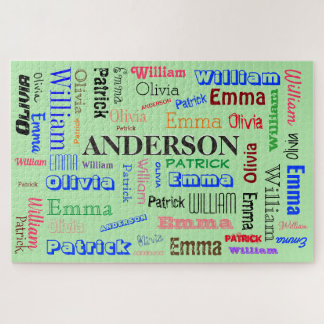 Ord Cloud Personlig Family Namn Anpassningsbar Pussel