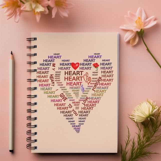 Ord för bärbar dator med hjärtfoto anteckningsbok med spiral (Words of Heart Photo Notebook)
