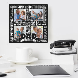 Ord för fotokollage #1 Pappa Fars dag Fyrkantig Klocka
