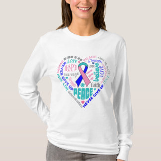 Ord för hjärta för Thyroidcancermedvetenhet T Shirt