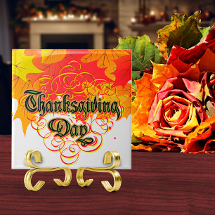 Ord för läder-typografisk Thanksgiving Kakelplatta