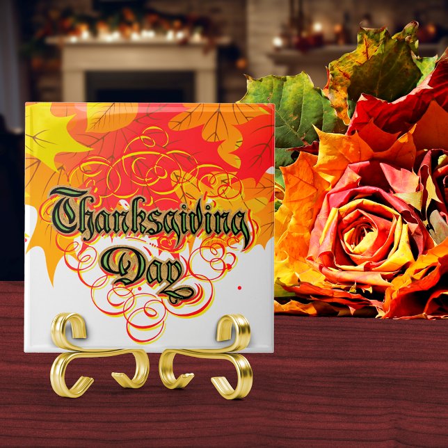 Ord för läder-typografisk Thanksgiving Kakelplatta (Skapare uppladdad)