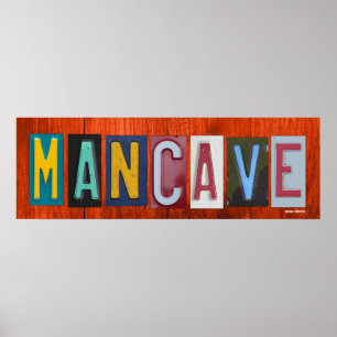 Ord för MANCAVE-registreringsskyltkonst formulera Poster
