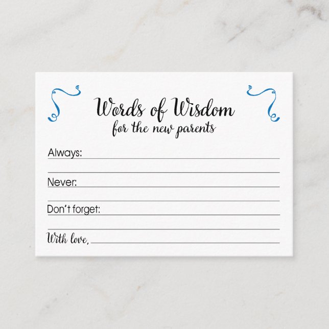 Ord för nya föräldrar, babyskor rådkort (Framsida)