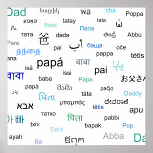 Ord för pappa på många olika språk poster