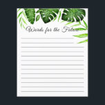 Ord för Tropical Script för framtida Möhippa<br><div class="desc">Det tropiska Jungeltemat Monstera eller Handflatan löv möhippa "Ord för framtiden". Designad och illustrerad med kärlek av Kristine Lee Designs www.kristineleedesigns.com</div>
