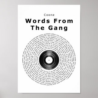 Ord från Sång-borrutskrift av vinylpost Poster