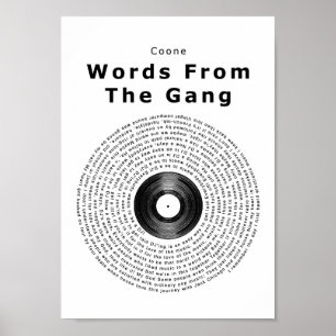 Ord från trycket för sång för ligavinylrekord det poster