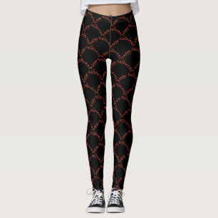 Ord "Happy halloween" i orange på svart Leggings