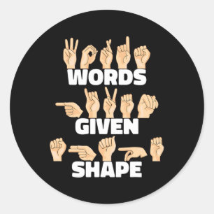 Ord har gett formen ASL American Sign Language Runt Klistermärke