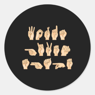 Ord har gett Shape American Sign Language 1 Runt Klistermärke