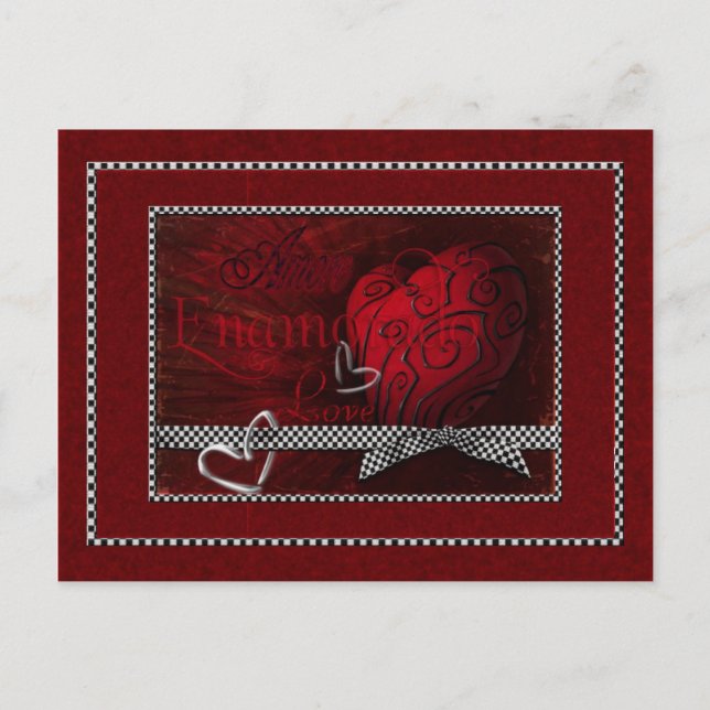 Ord i Kärlek Red Hearts Vykort (Framsida)