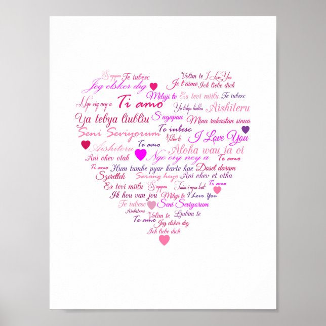 Ord "I Kärlek You", ett hjärta. Poster (Framsidan)