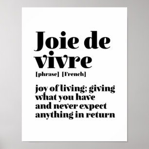 Ord Joy från Livet Joie Vivre, inspirationfull Fra Poster