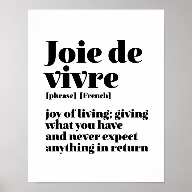 Ord Joy från Livet Joie Vivre, inspirationfull Fra Poster (Framsidan)