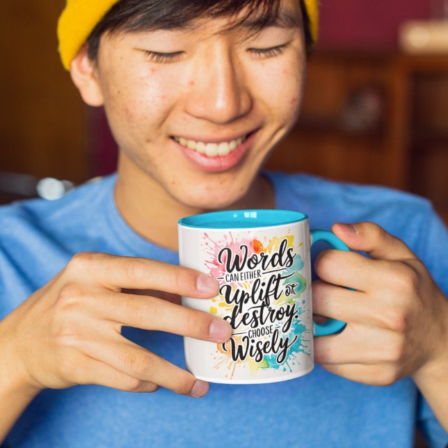 Ord kan tänja eller förstöra Mugg (Encourage kind words with this colorful mug! )