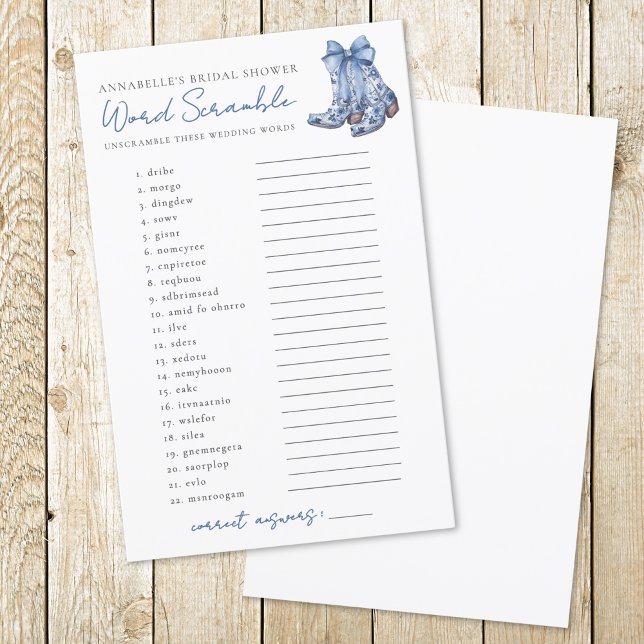 Ord-Möhippan Land Bow Cowboy (Word Scramble Country Bow Cowboy Bridal Shower)