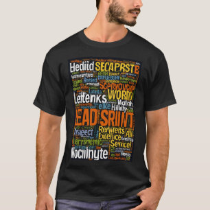 Ord-moln som använder i multi-färg t shirt