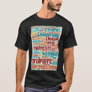 Ord-moln som använder i multi-färg t shirt