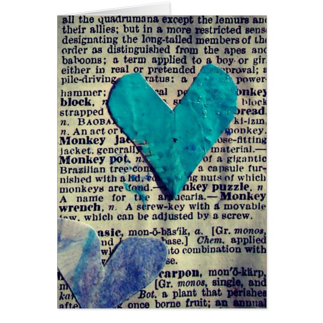 Ord och Hearts Abstrakt Collage, Tillfällen Hälsningskort (Framsidan)