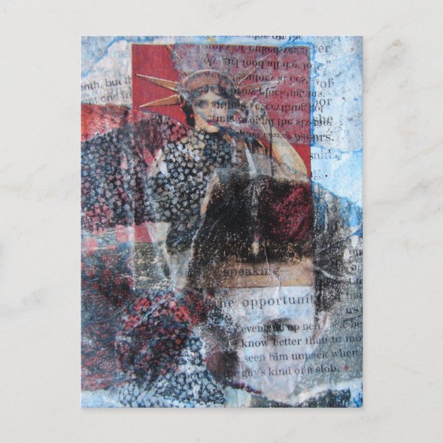 Ord och Women Abstrakt Collage Vykort (Framsida)